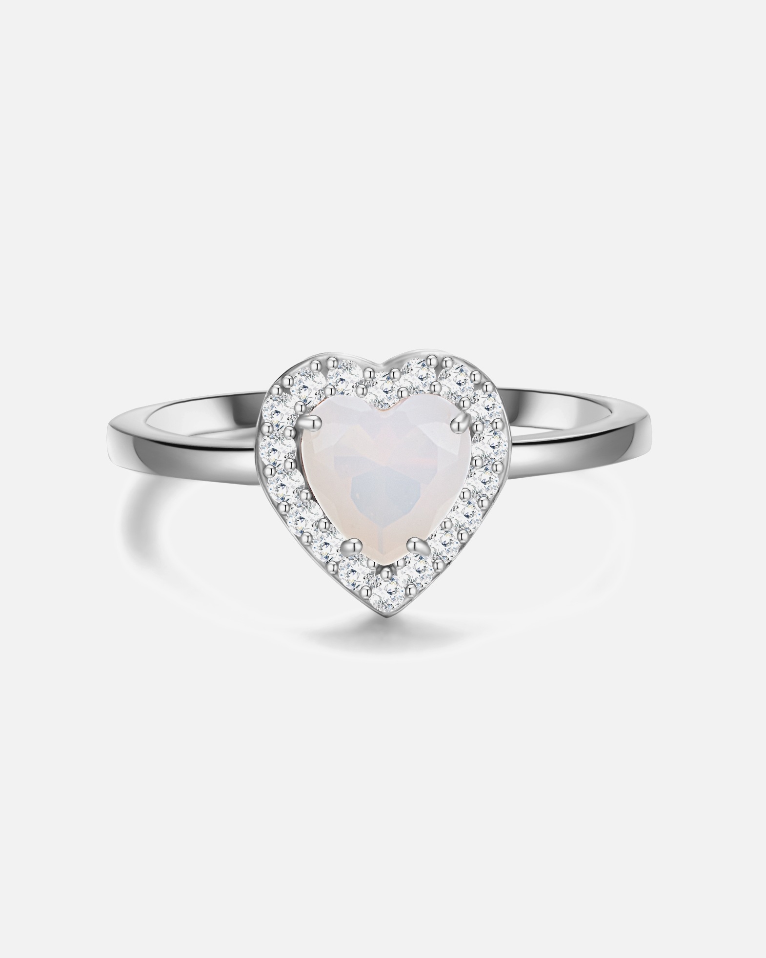 Glanzstücke München Highlights Munich Ring Ring Heart Sterling Silver Moonstone (synthetic) in silver