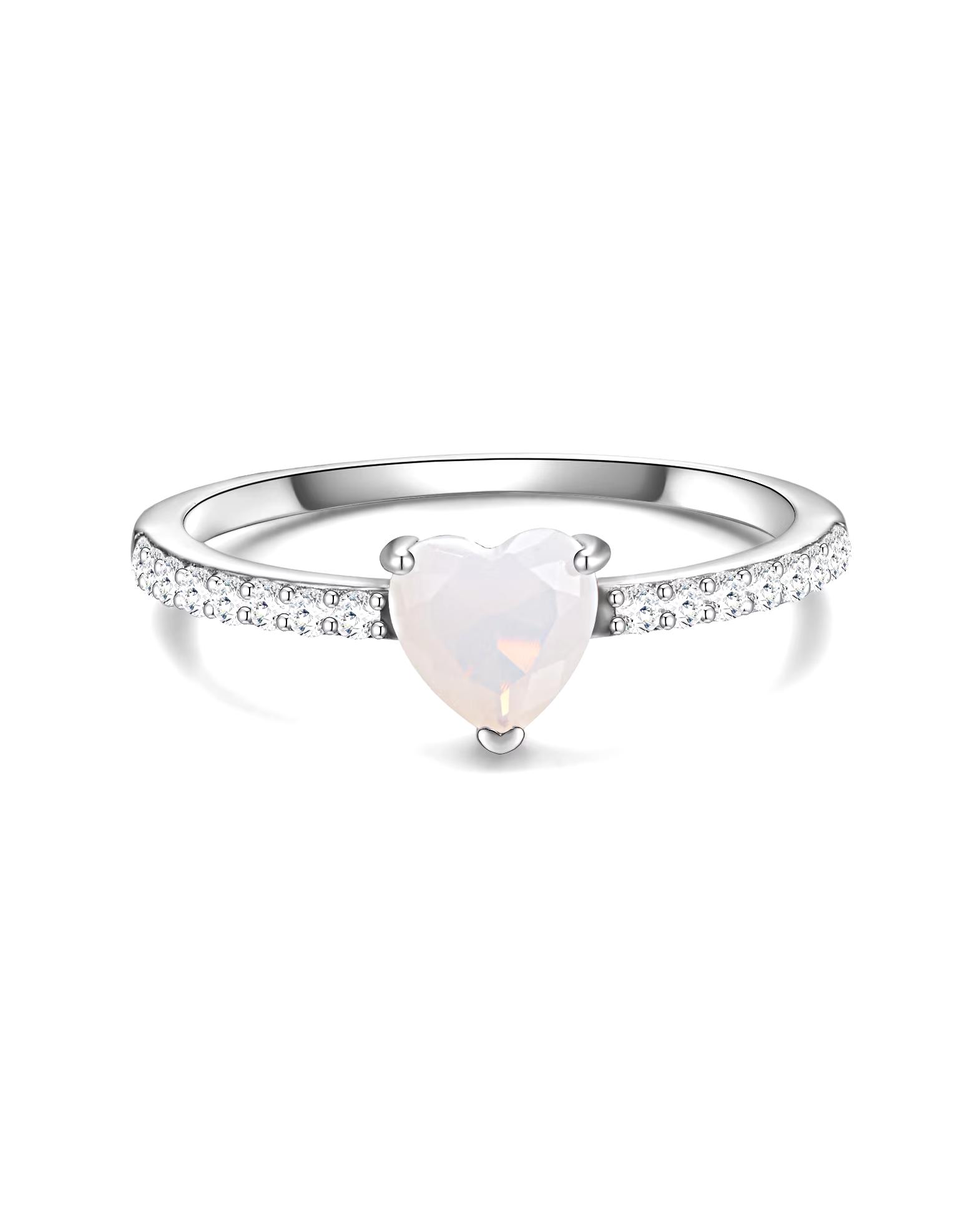 Glanzstücke München Highlights Munich Ring Ring Heart Sterling Silver Moonstone (synthetic) in silver