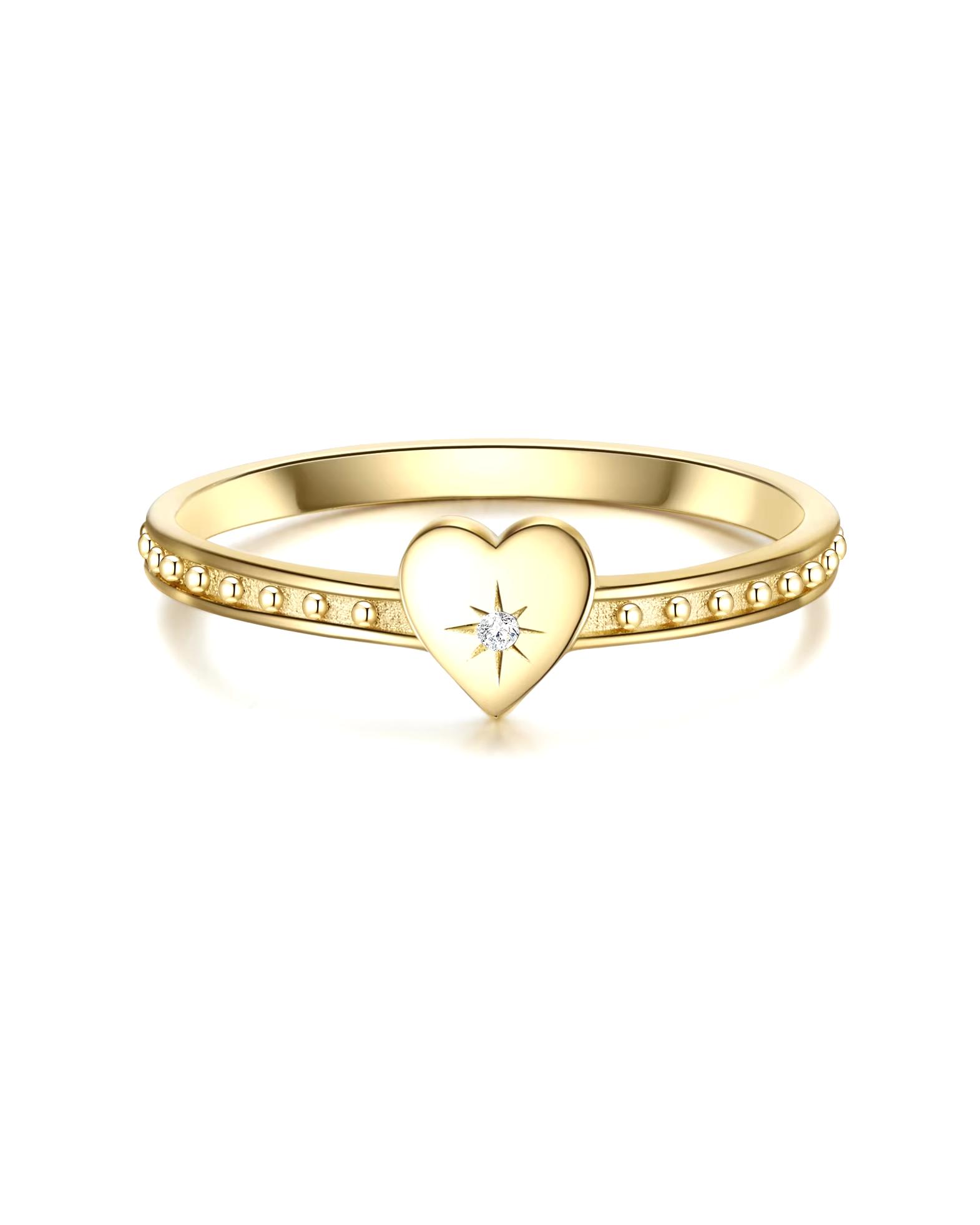Glanzstücke München Highlights Munich Ring Ring Heart Sterling Silver Zirconia in Yellow Gold
