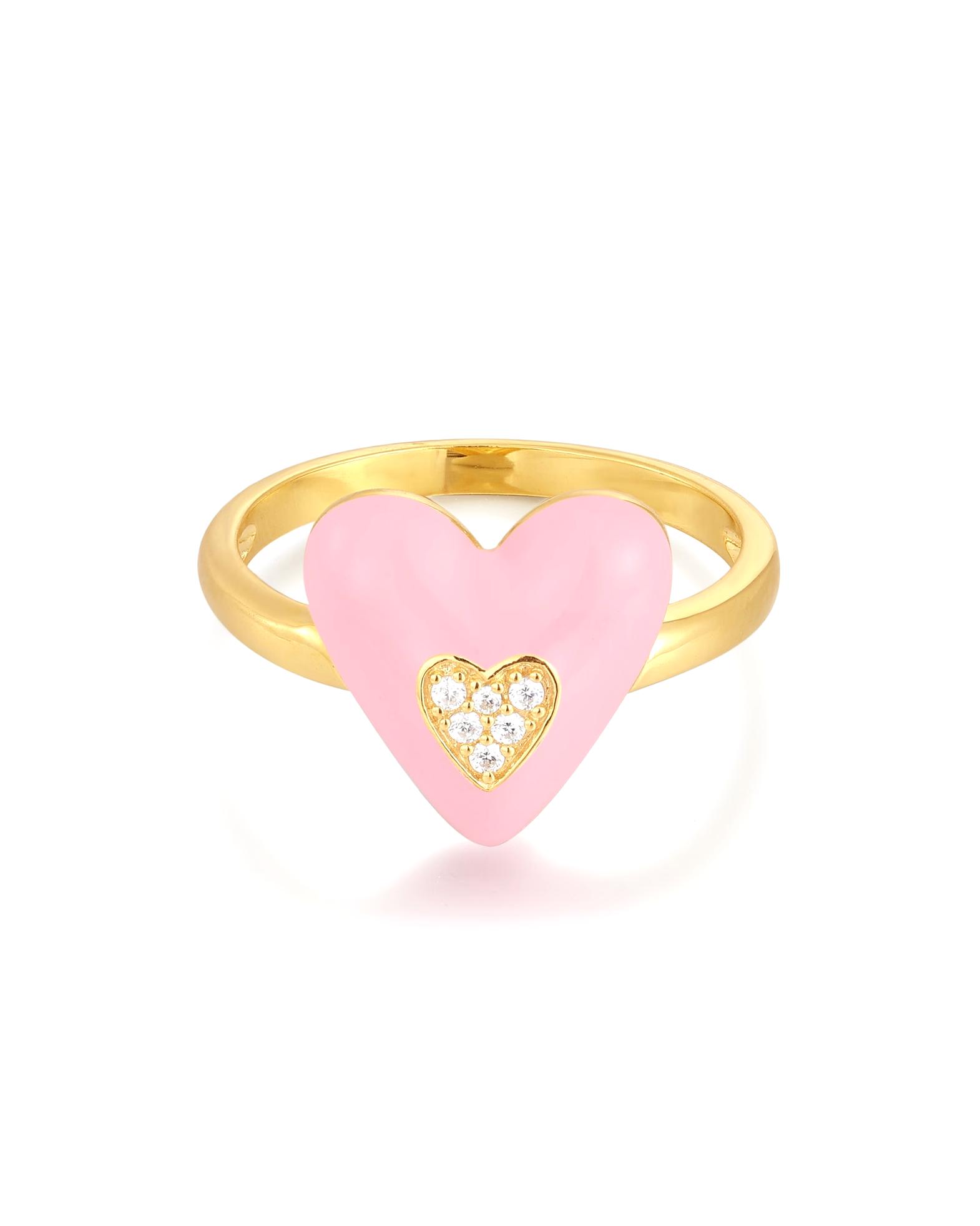 Glanzstücke München Highlights Munich Ring Ring Heart Sterling Silver Zirconia in Yellow Gold
