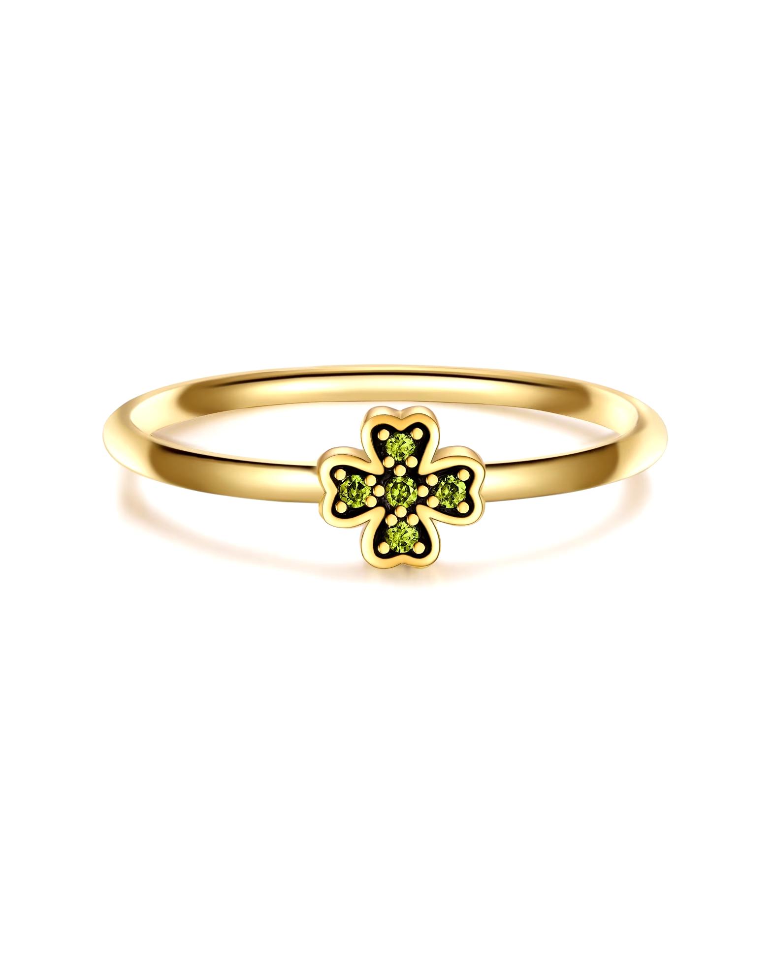Glanzstücke München Highlights Munich Ring Cloverleaf Ring made of sterling silver in yellow gold with zirconia