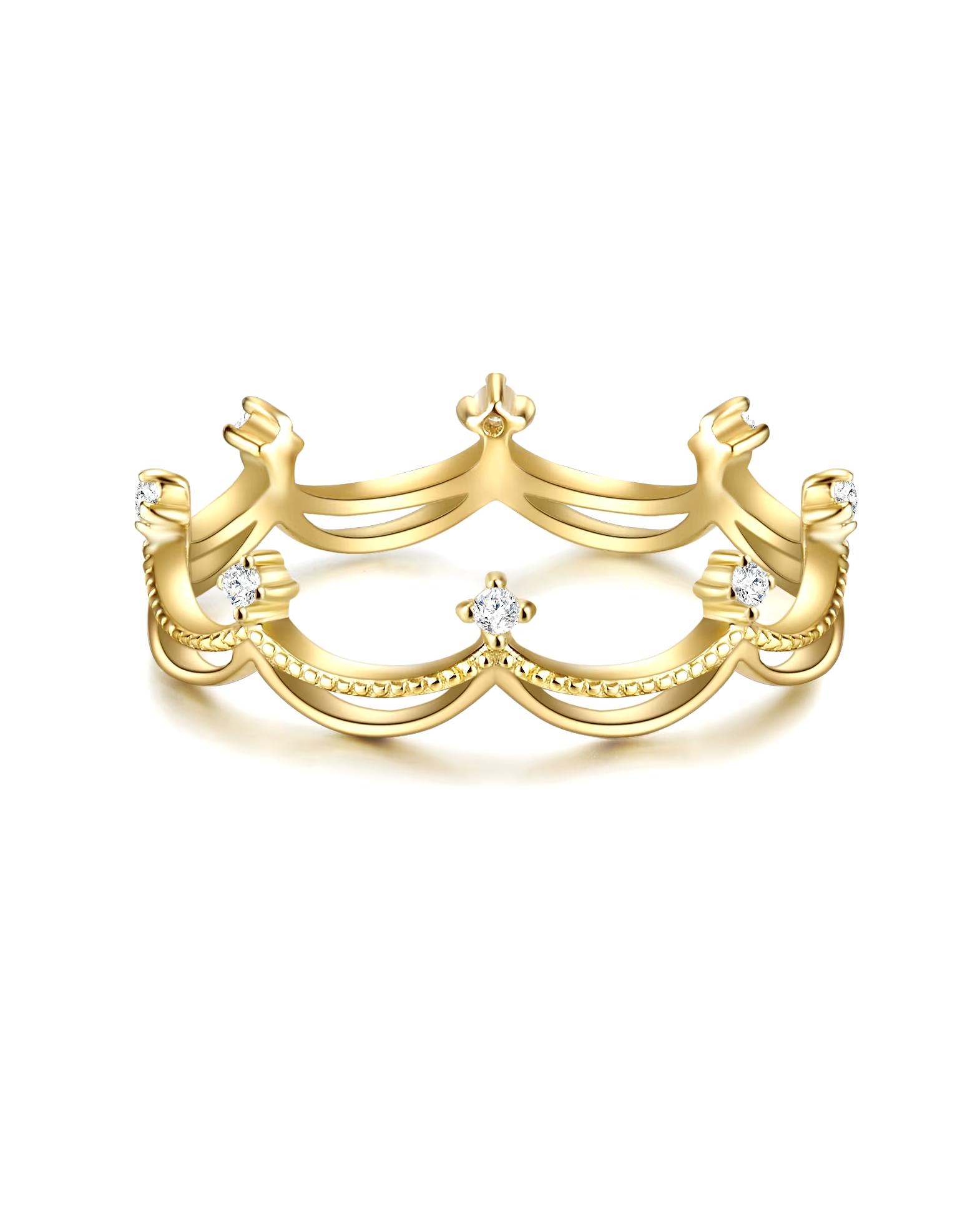 Glanzstücke München Highlights Munich Ring Ring Crown Sterling Silver Zirconia in Yellow Gold