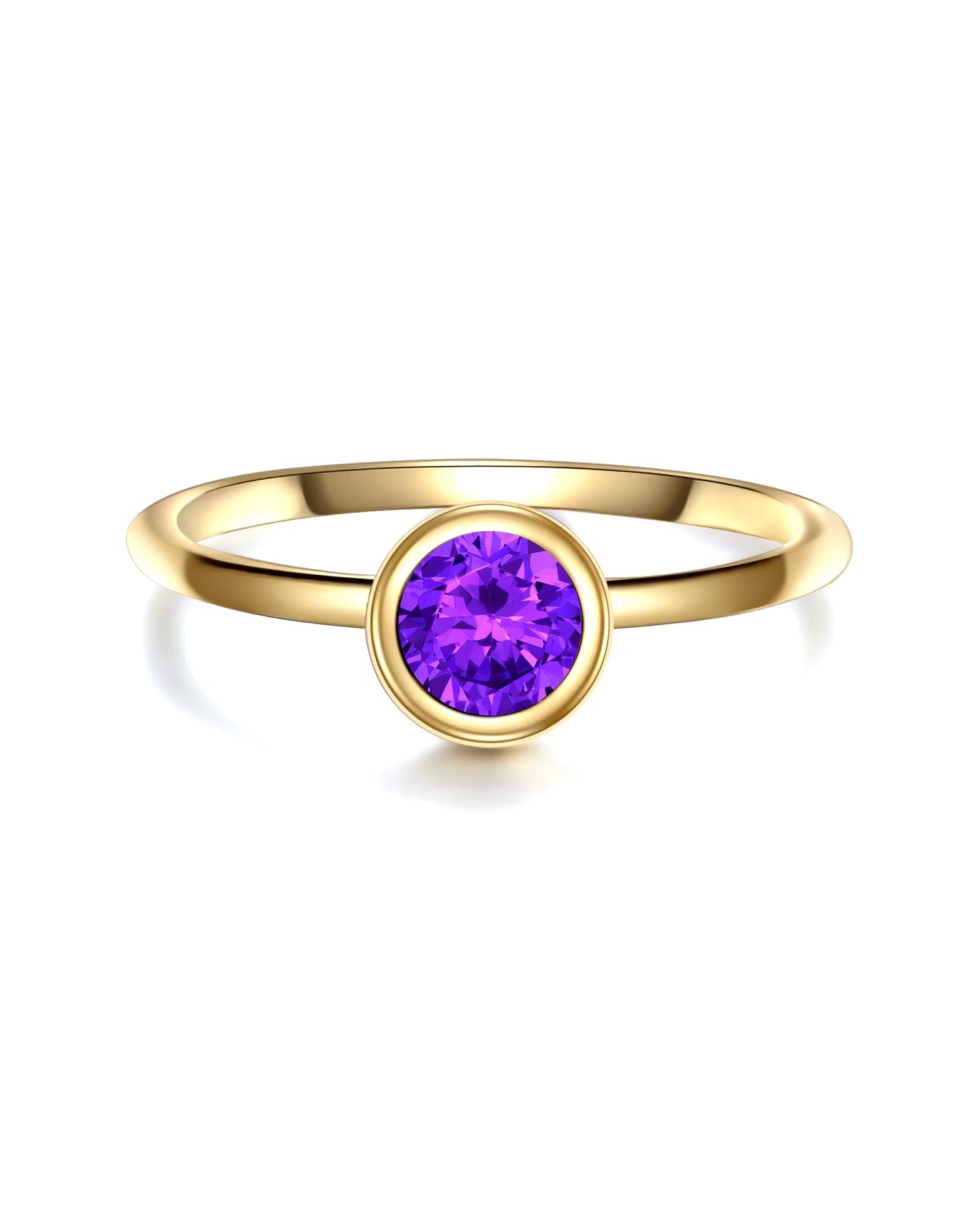 Glanzstücke München Highlights Munich Ring Ring Sterling Silver Amethyst in Yellow Gold