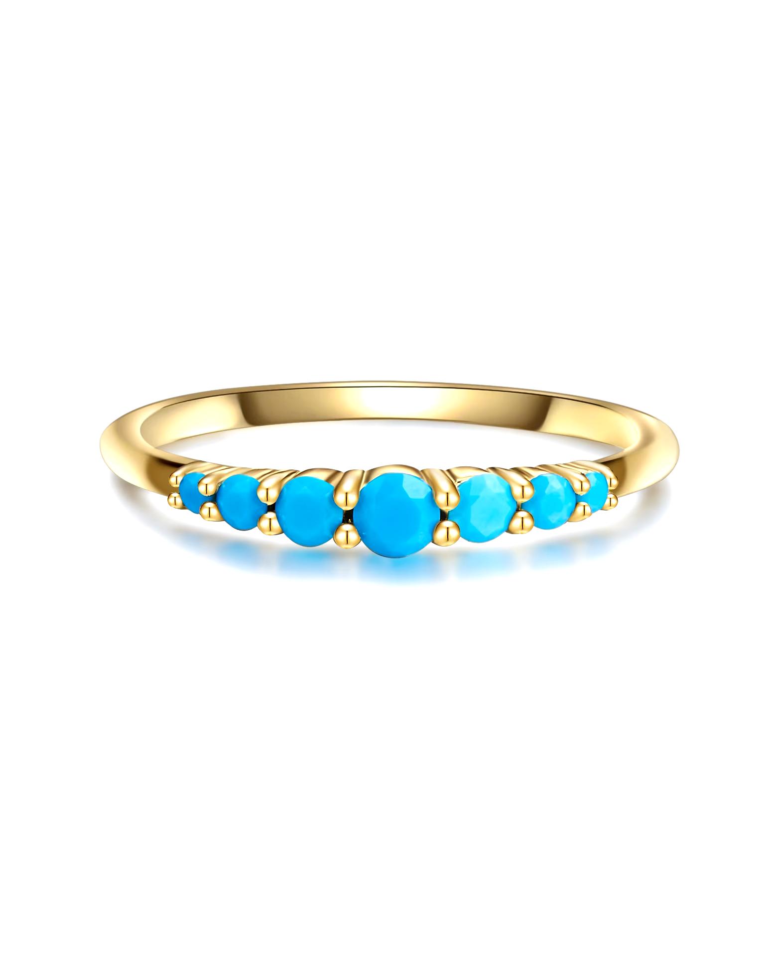 Glanzstücke München Highlights Munich Ring Ring Sterling Silver Turquoise (rec.) in Yellow Gold