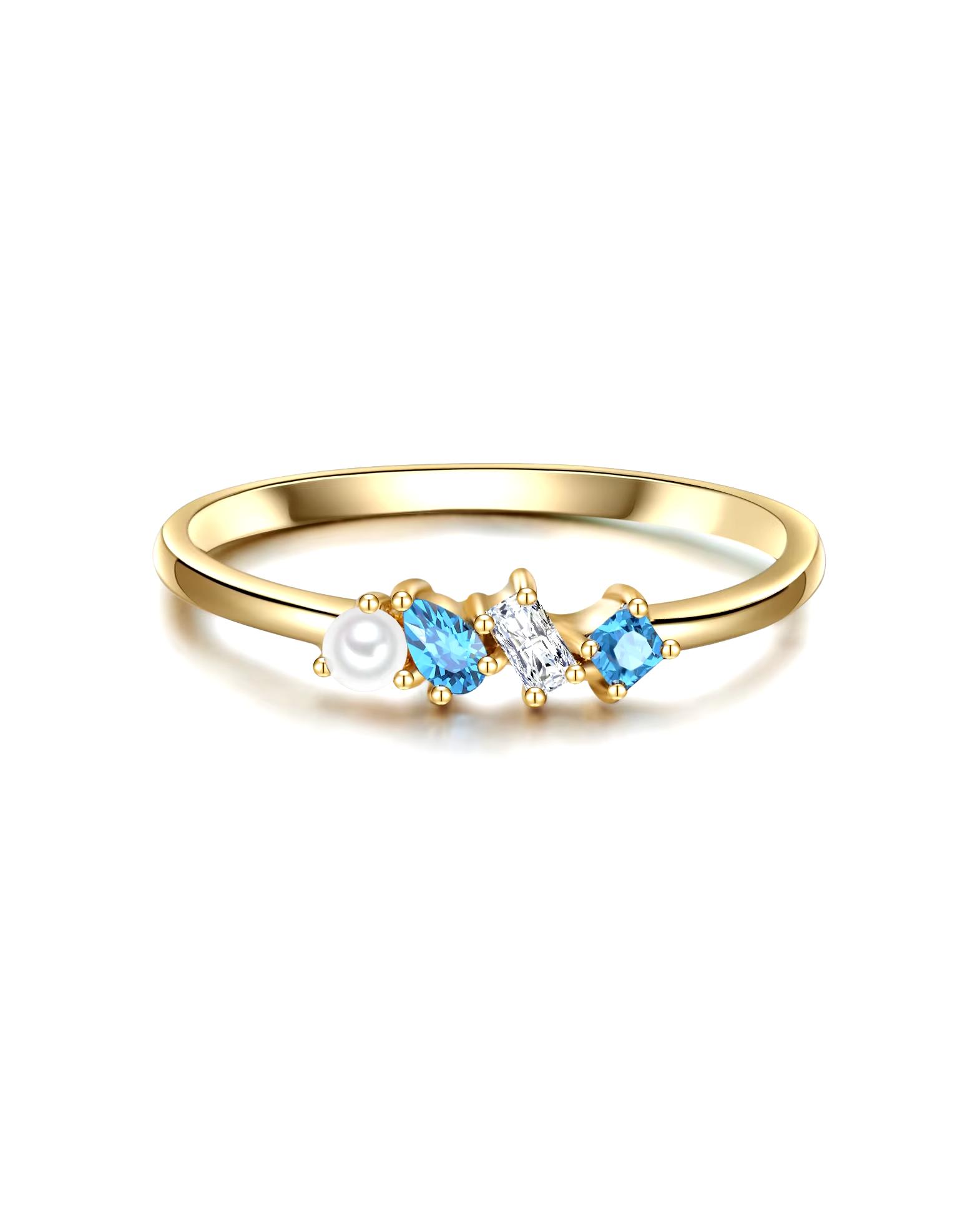 Glanzstücke München Highlights Munich Ring Ring Sterling Silver Zirconia Freshwater Cultured Pearl in Yellow Gold