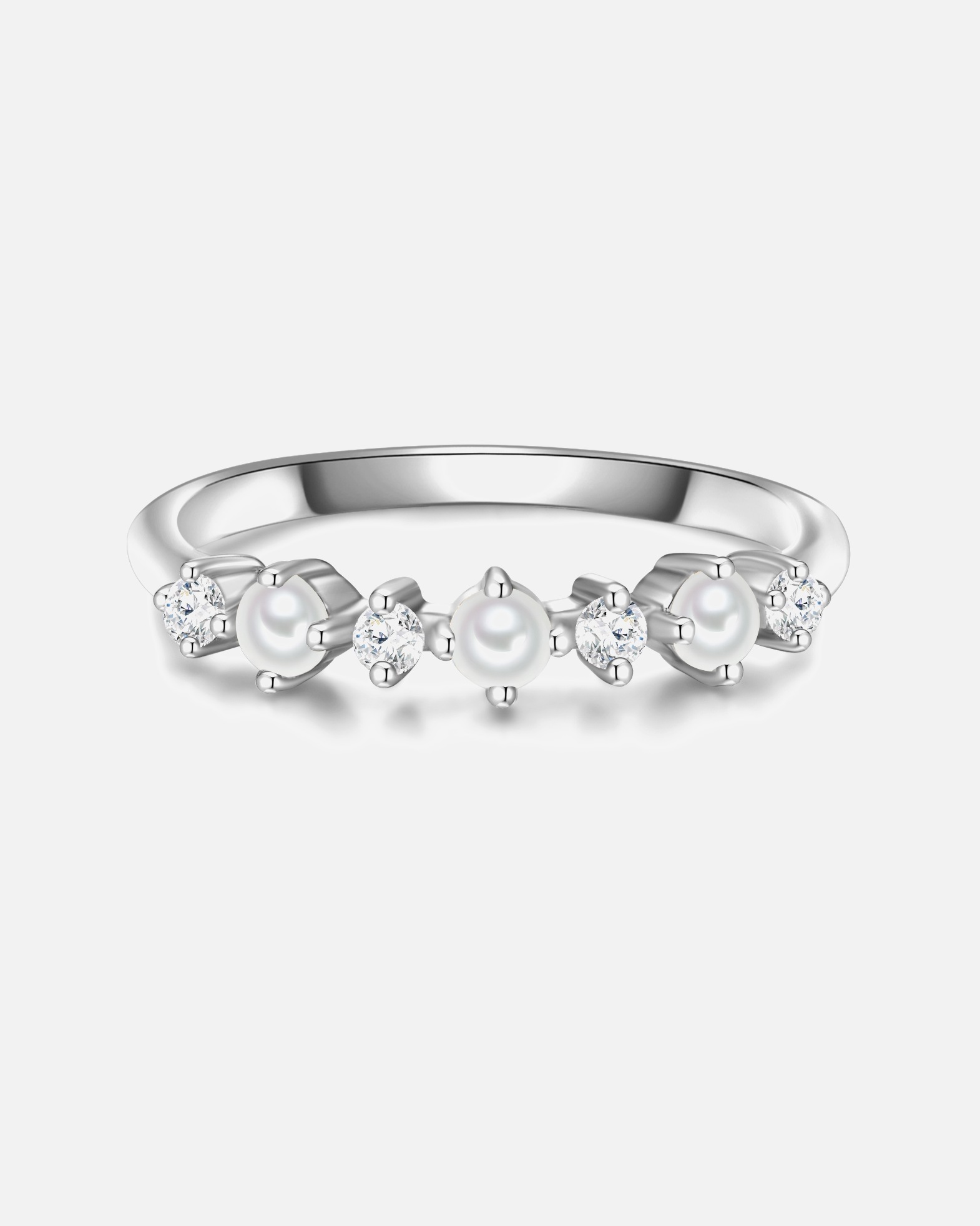 Glanzstücke München Highlights Munich Ring Ring Sterling Silver Zirconia Freshwater Cultured Pearl in Silver