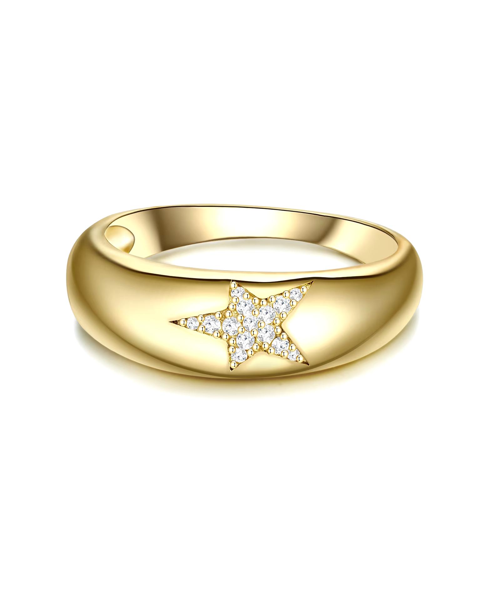 Glanzstücke München Highlights Munich Ring Ring Star Sterling Silver Zirconia in Yellow Gold