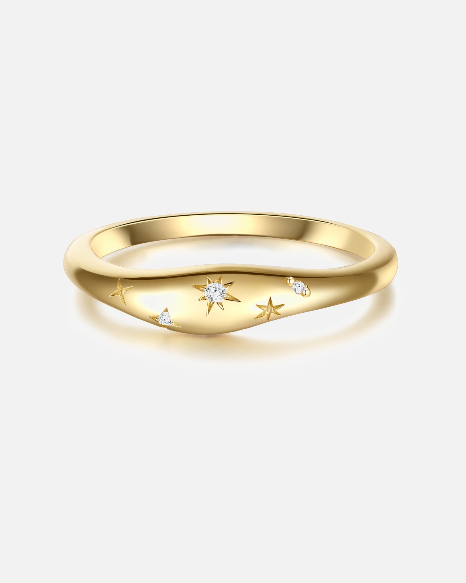 Glanzstücke München Highlights Munich Ring Ring Star Sterling Silver Zirconia in Yellow Gold
