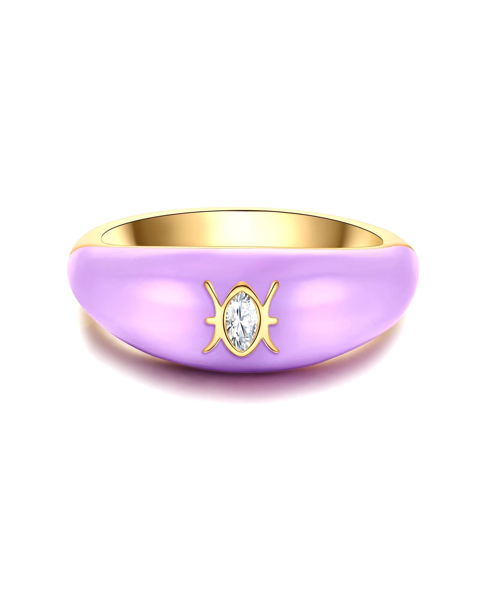 Glanzstücke München Highlights Munich Ring Ring Zodiac Sign Pisces made of sterling silver in yellow gold with zirconia
