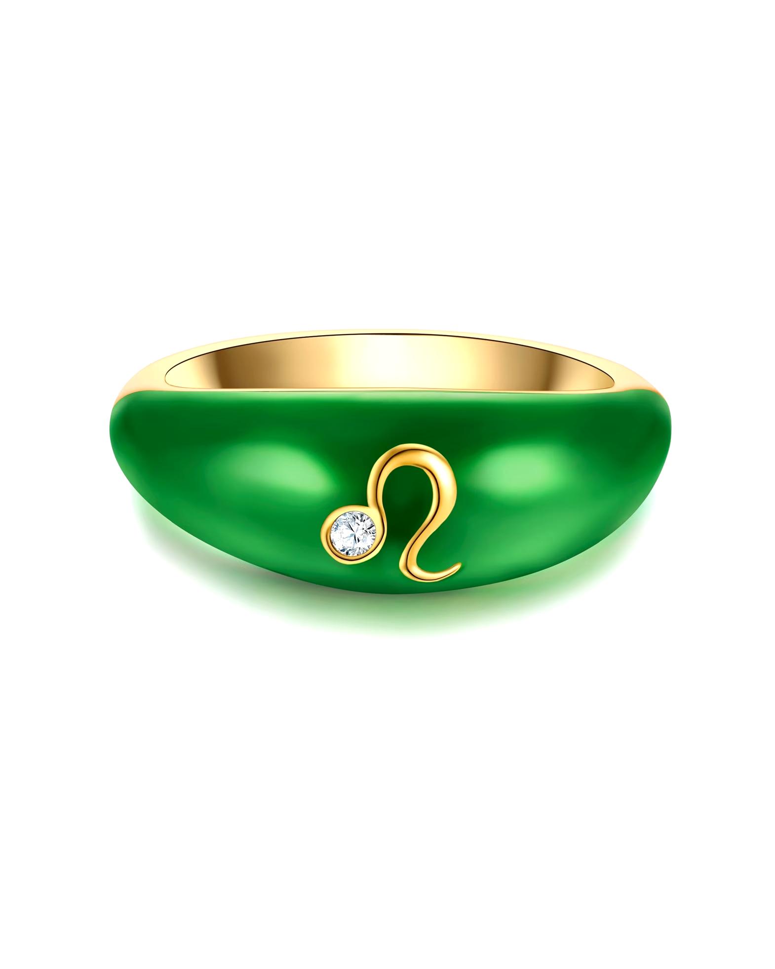 Glanzstücke München Highlights Munich Ring Ring Zodiac Sign Leo made of sterling silver in yellow gold with zirconia
