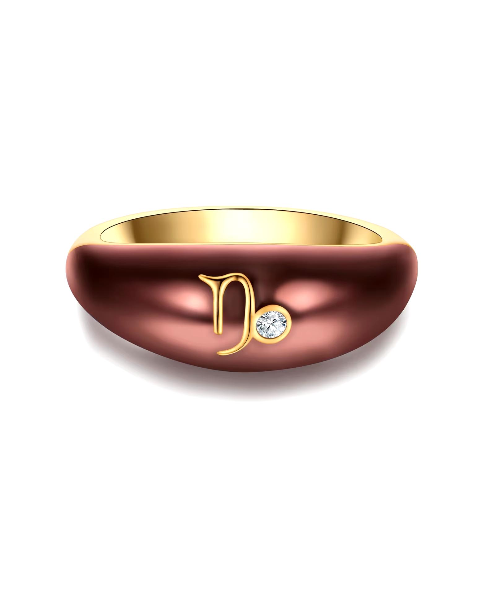 Glanzstücke München Highlights Munich Ring Ring Zodiac Sign Capricorn made of sterling silver in yellow gold with zirconia