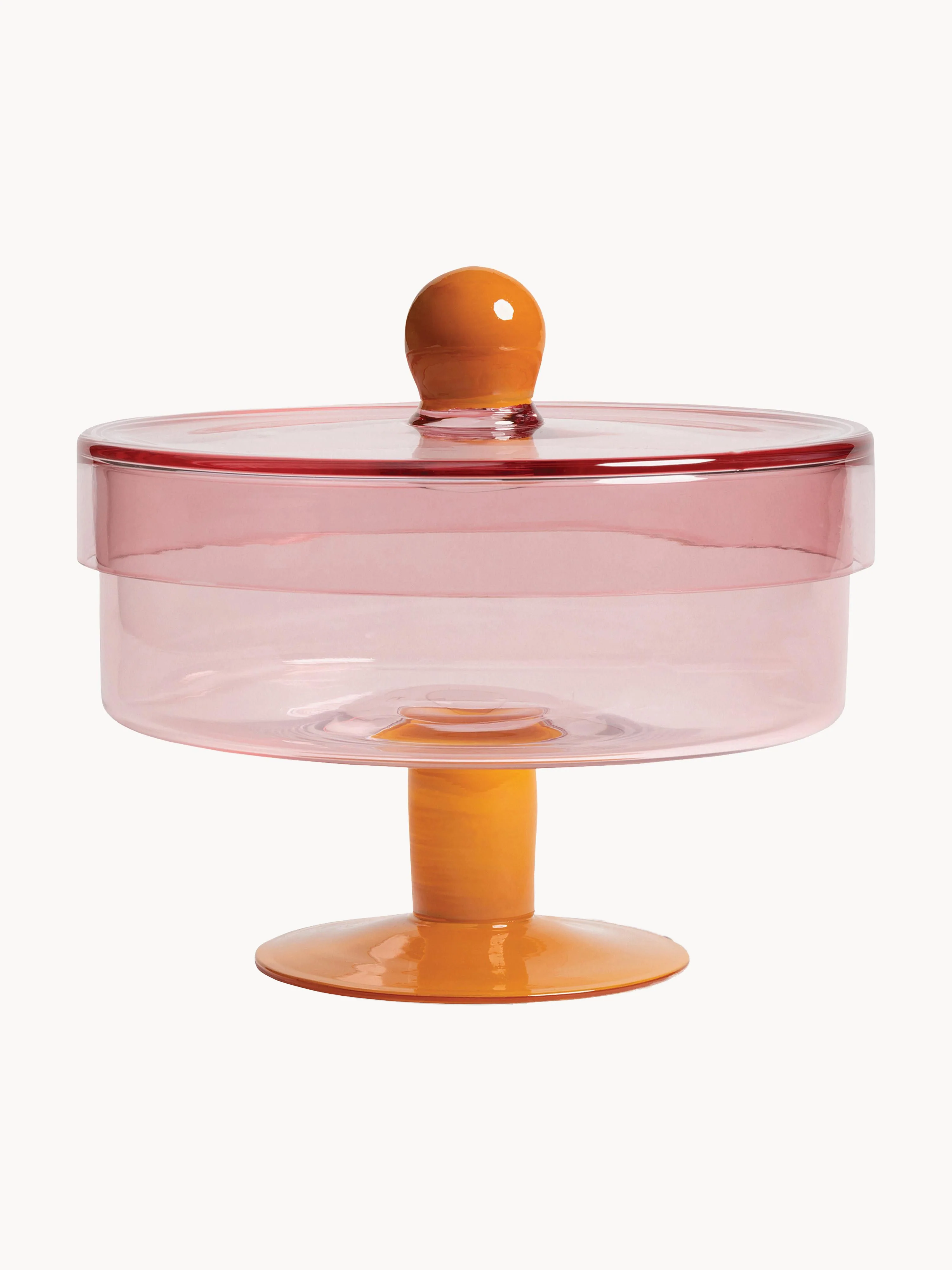 &k Amsterdam Glass storage box Duo, Orange, dusty rose