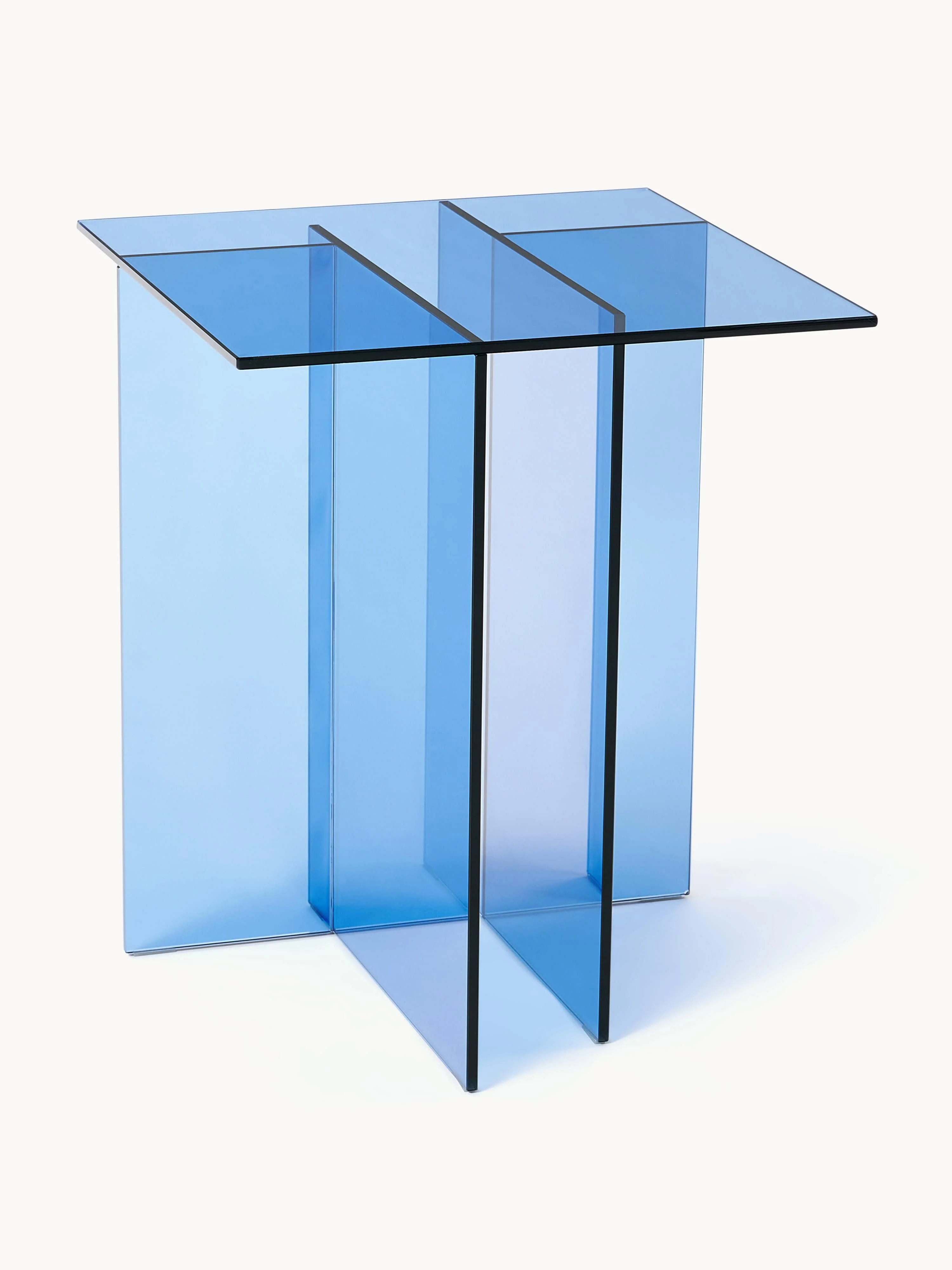Westwing Collection Anouk glass side table, Blue, transparent