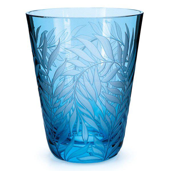 Glass Feuilles Leaves Aquamarine Blue (10.7cm) from Theresienthal