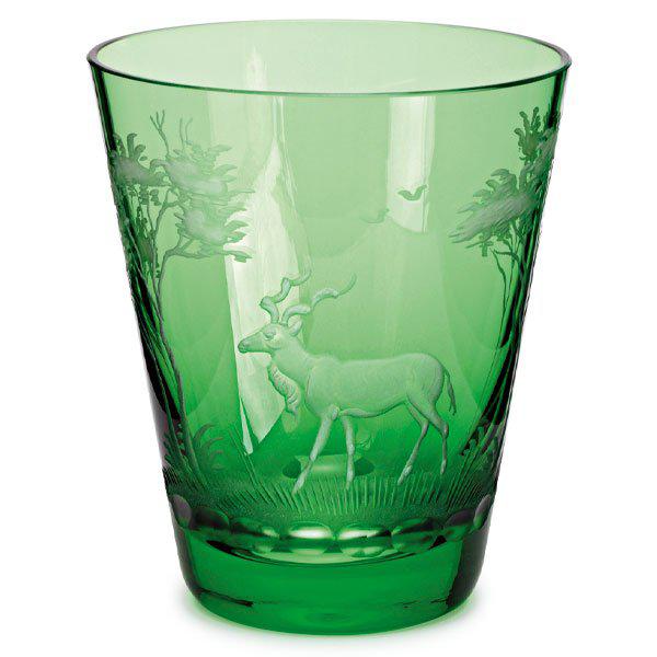 Glass Kilimanjaro engraving Kudu emerald green (10.7cm) from Theresienthal