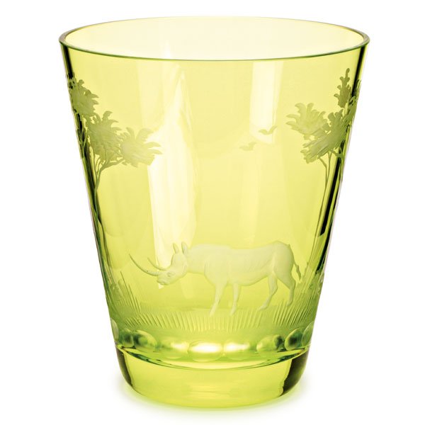 Glass Kilimanjaro engraving rhino yellow (10.7cm) from Theresienthal