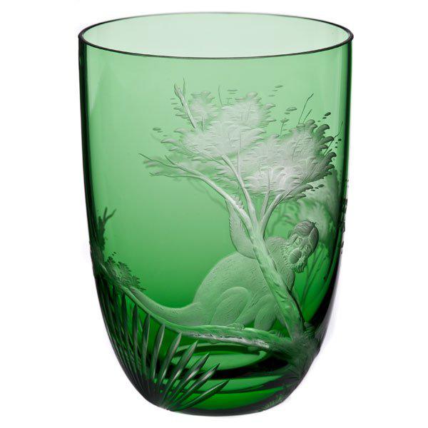 Glass Planet Earth engraving monkey langur emerald green (10.2cm) by Theresienthal