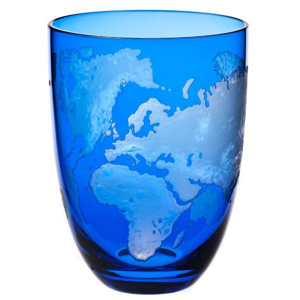 Glass Planet Earth engraving earth cobalt blue (12cm) from Theresienthal