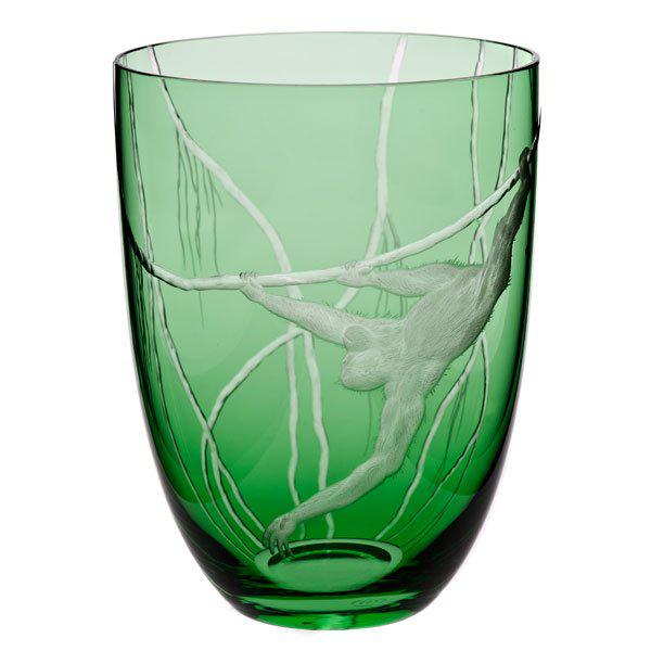 Glass Planet Earth engraving Orangutan Emerald Green (12cm) by Theresienthal