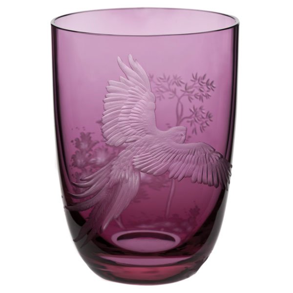 Glass Planet Earth engraving Parrot Macaw Magenta (10.2cm) by Theresienthal
