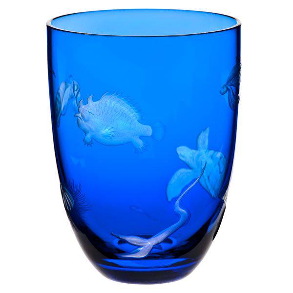 Glass Planet Earth engraving deep sea cobalt blue (12cm) from Theresienthal