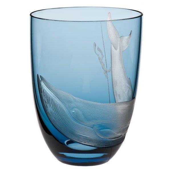 Glass Planet Earth engraving whale smoke blue (12cm) from Theresienthal