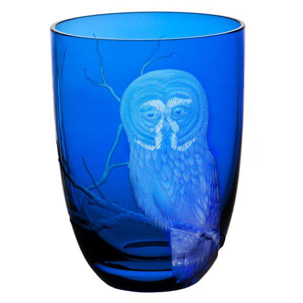 Glass Planet Earth engraving tawny owl cobalt blue (10.2cm) by Theresienthal