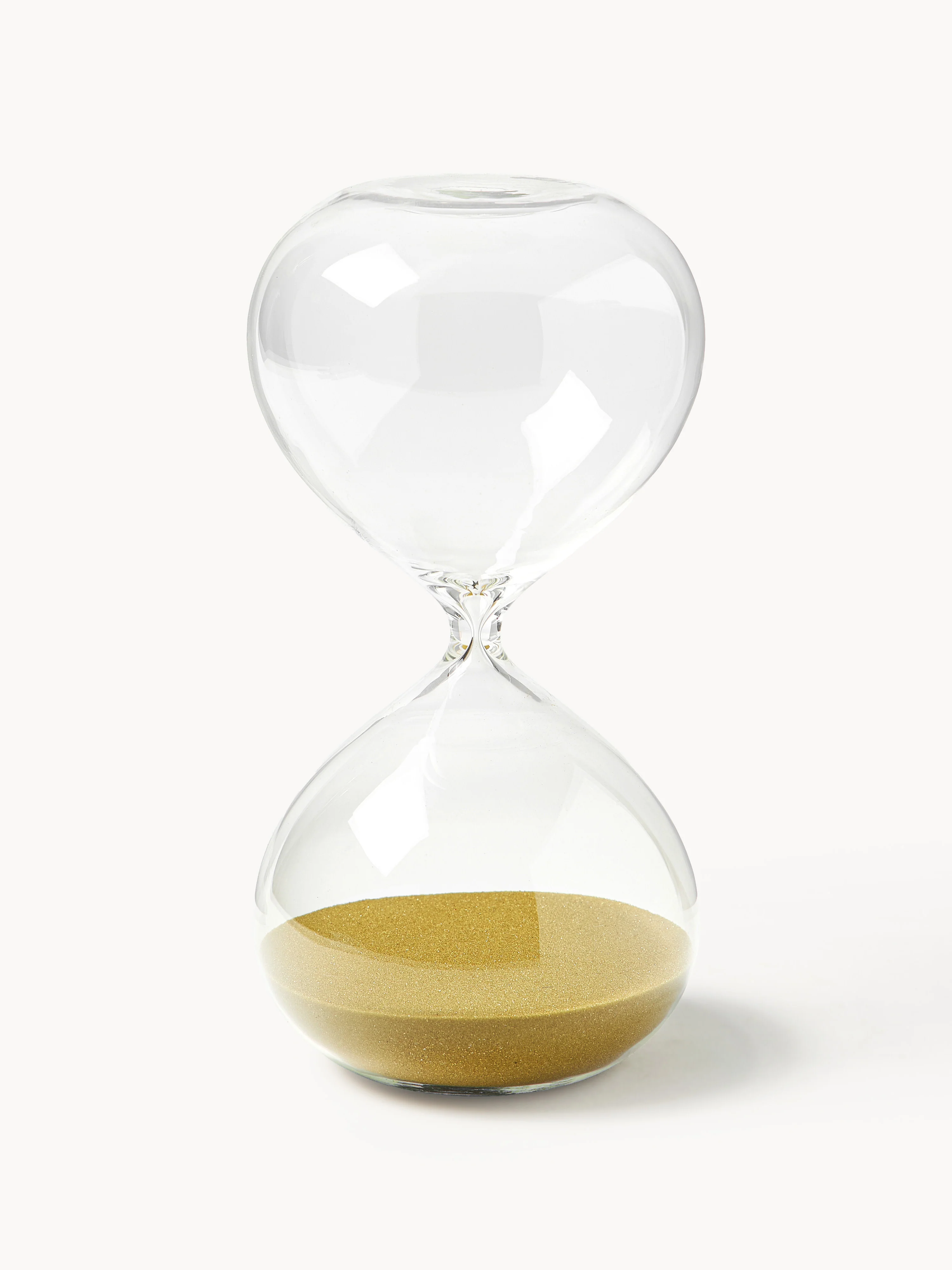 POLSPOTTEN Glass hourglass ball, 30 minutes, Gold-colored