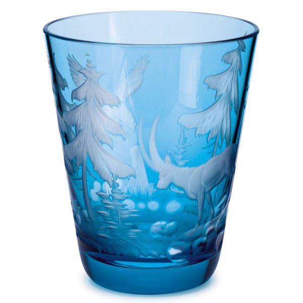 Glass Schliersee Eagle & Capricorn Aquamarine Blue (10.7cm) from Theresienthal
