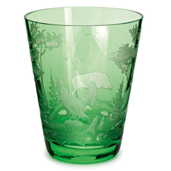 Glass Schliersee Wildsau and Auerhahn Emerald Green (10.7cm) from Theresienthal