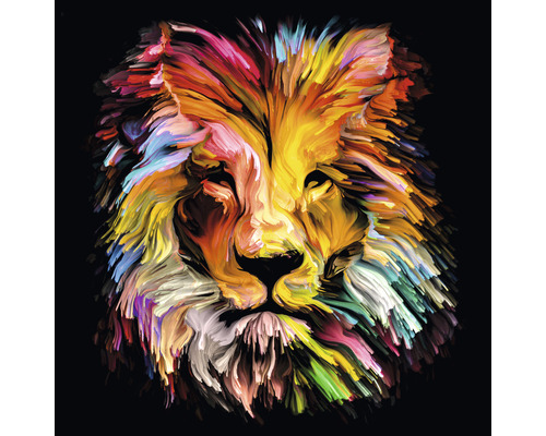 Pure Living Glass picture Colorful Lion Head 20x20 cm