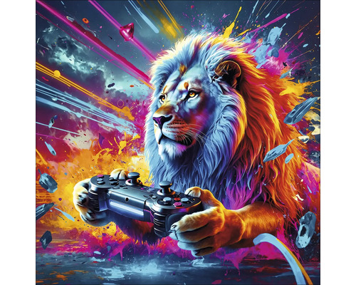 Pure Living Glass picture Gaming Lion 30x30 cm