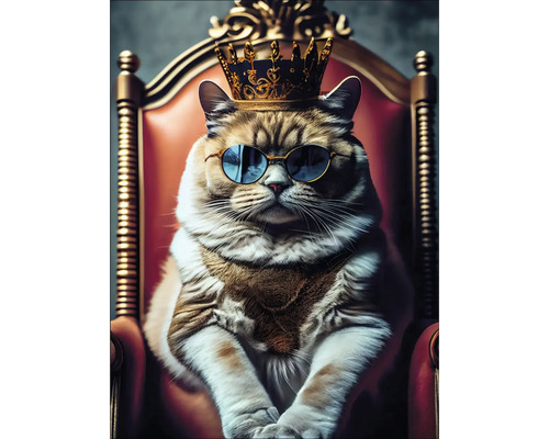 Pure Living Glass picture The Cat Is King 60x80 cm