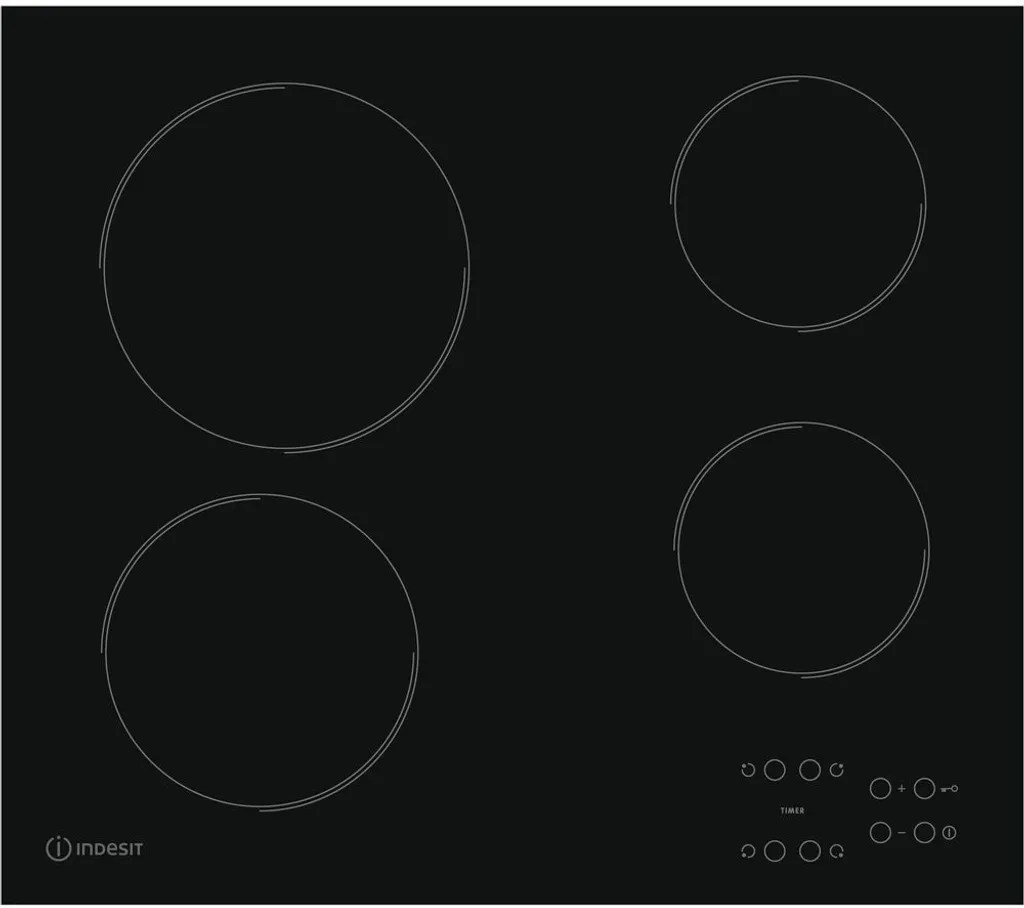 Glass ceramic hob 60 cm 4 burners 6200 w black Indesit RI161C