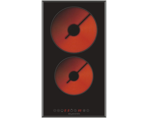 Glass ceramic hob with frame Wolkenstein 28.8 x 52 cm 2 cooking zones WEB-C2-F