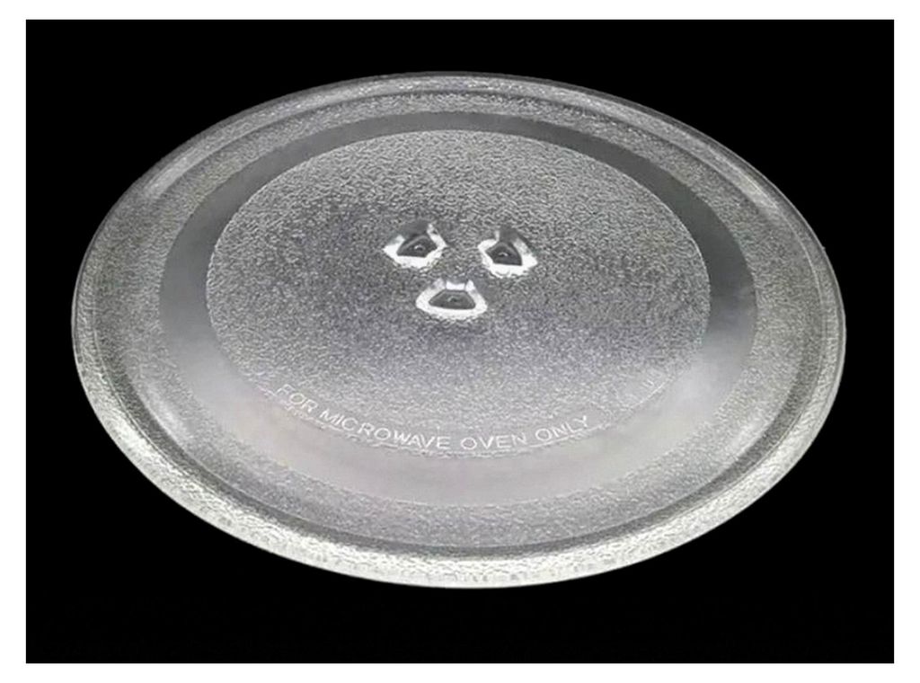 Markenlos Glass plate, 24.5 cm diameter, with triangular seat, suitable for microwave, rotatable, round
