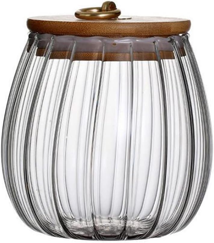 Glass Food Storage Jar 750 ml Clear Glass Canister with Airtight Acacia Wood Lids, Kitchen Storage Container for Food for Coffee Beans Biscuits Nuts Candy Jar