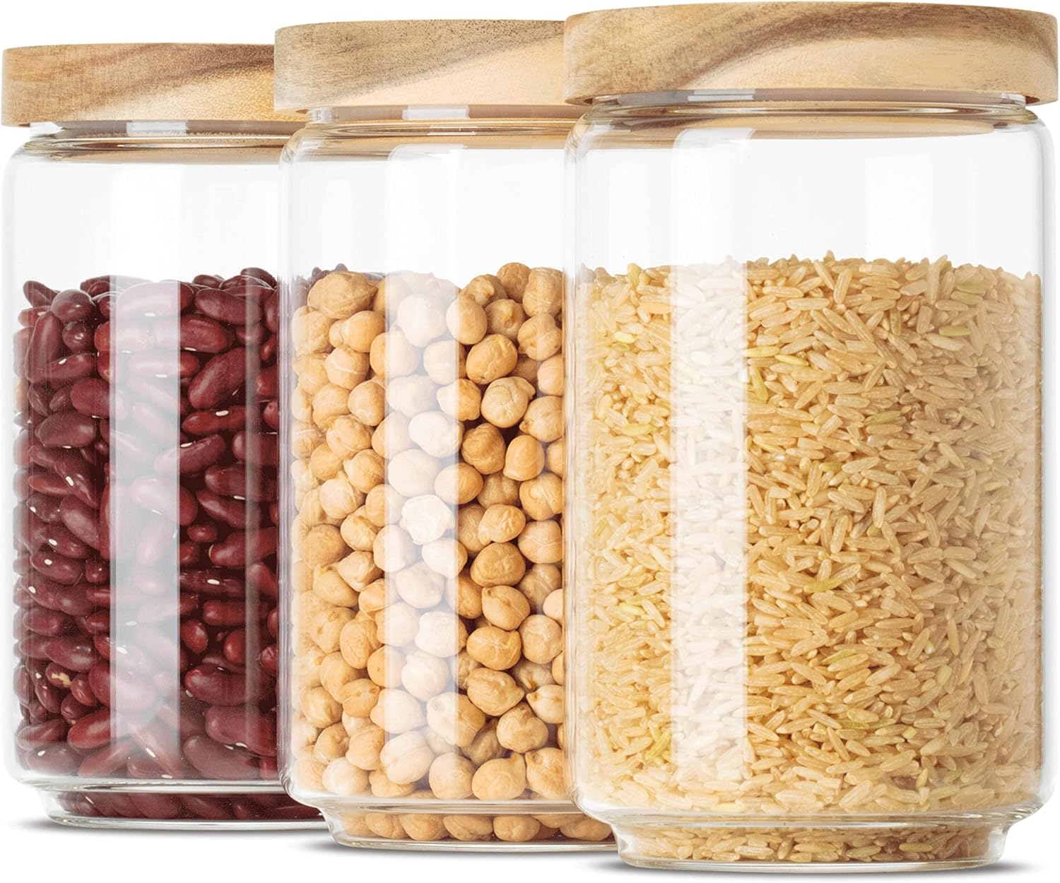 Glass Storage Jars with Lids 700 ml (3-Piece), Stackable and Airtight, Glass Storage Container with Lid for Food, Large and Small, Storage Container Set for the Kitchen