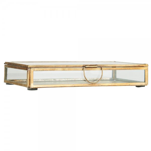 Solitaire oblong glass box, gold, Ib Laursen