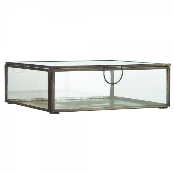 Glass box Solitaire square antique brass
