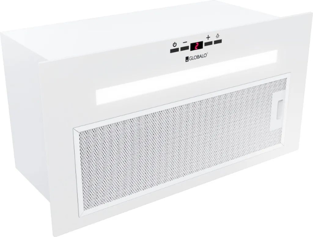 Globalo Agendero 60.2 White Canopy Extractor Hood with Filter | Under-Cabinet Hood Built-in Extractor Hood Fan Unit