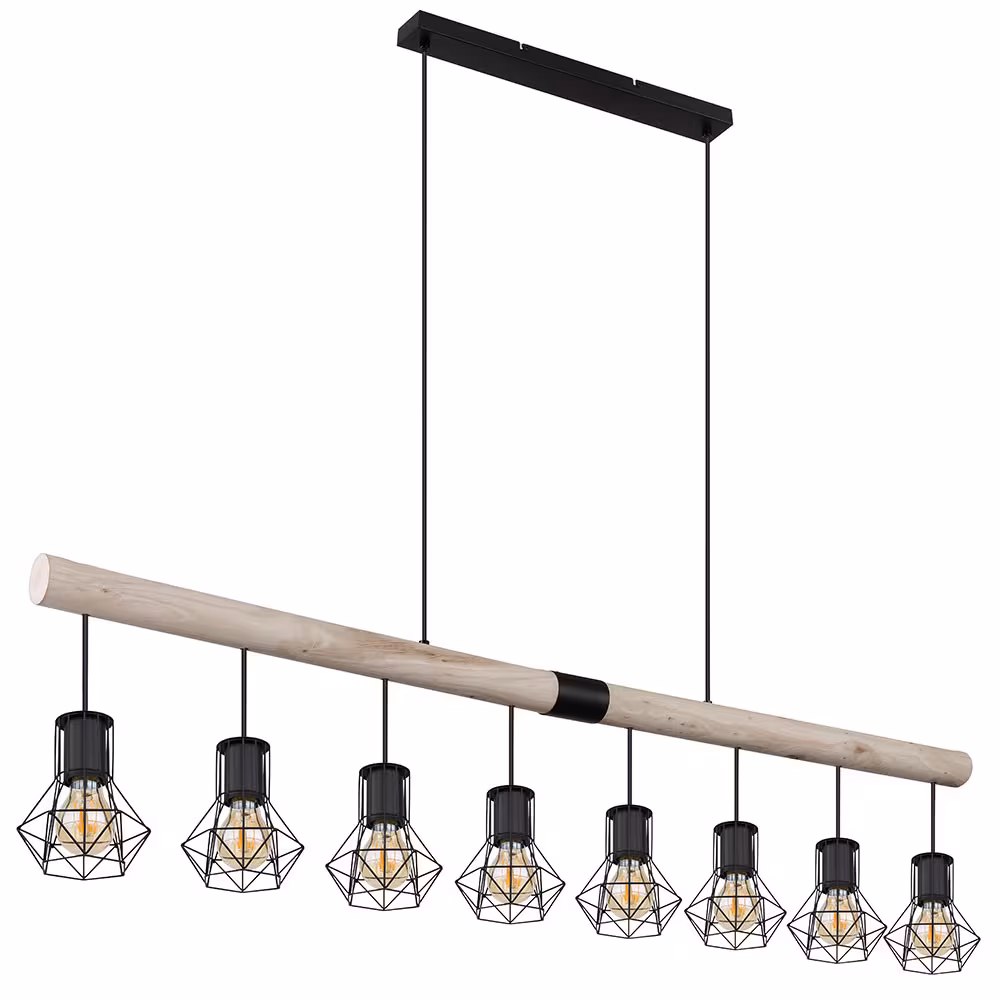 Globo Lighting HANGING LAMP wood brown metal 8-bulb