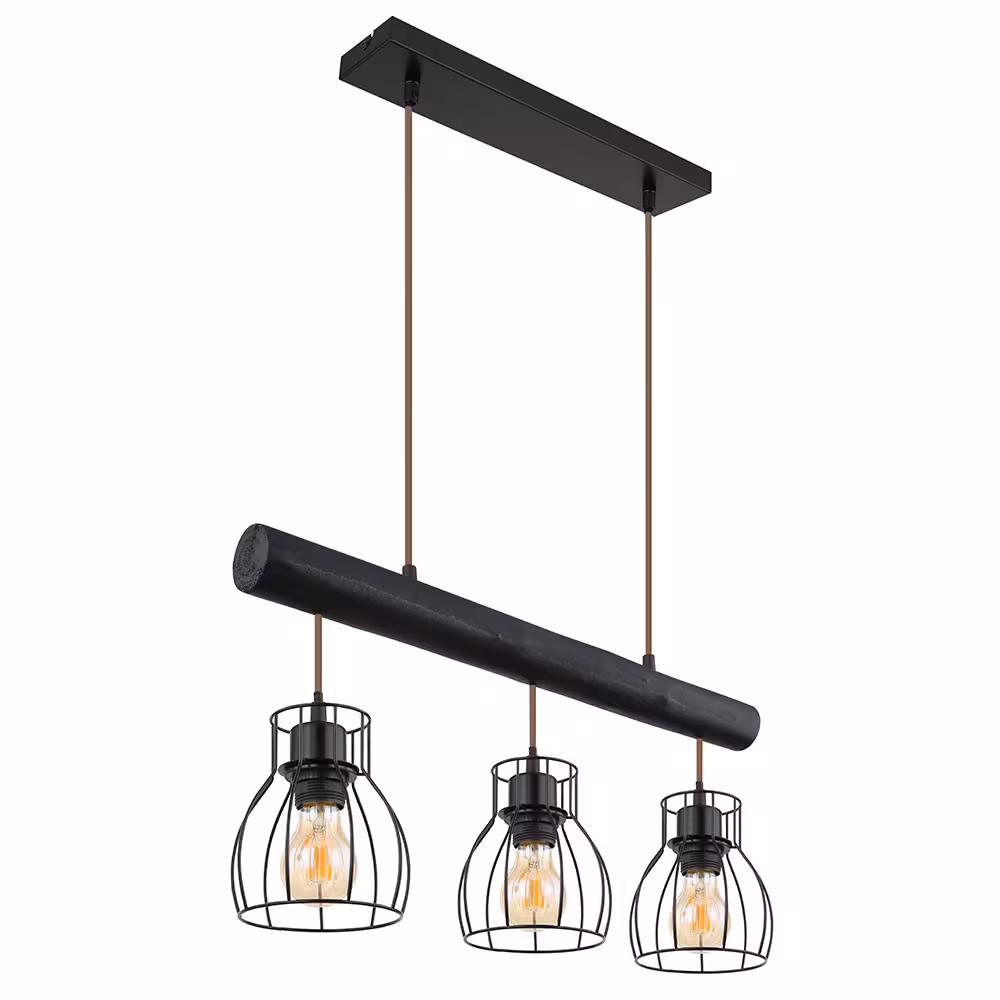 Globo Lighting HANGING LAMP Wood Black Metal Grid