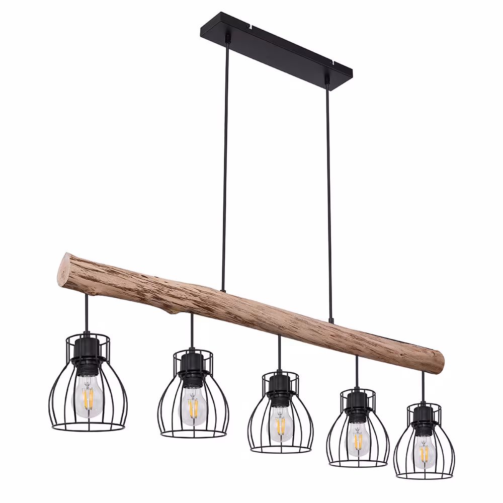 Globo Lighting Pendant Light Cage Wood Black
