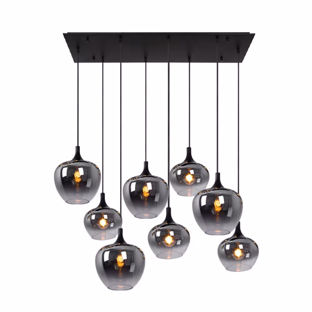 Globo Lighting Pendant Light Metal Glass Black-Smoke