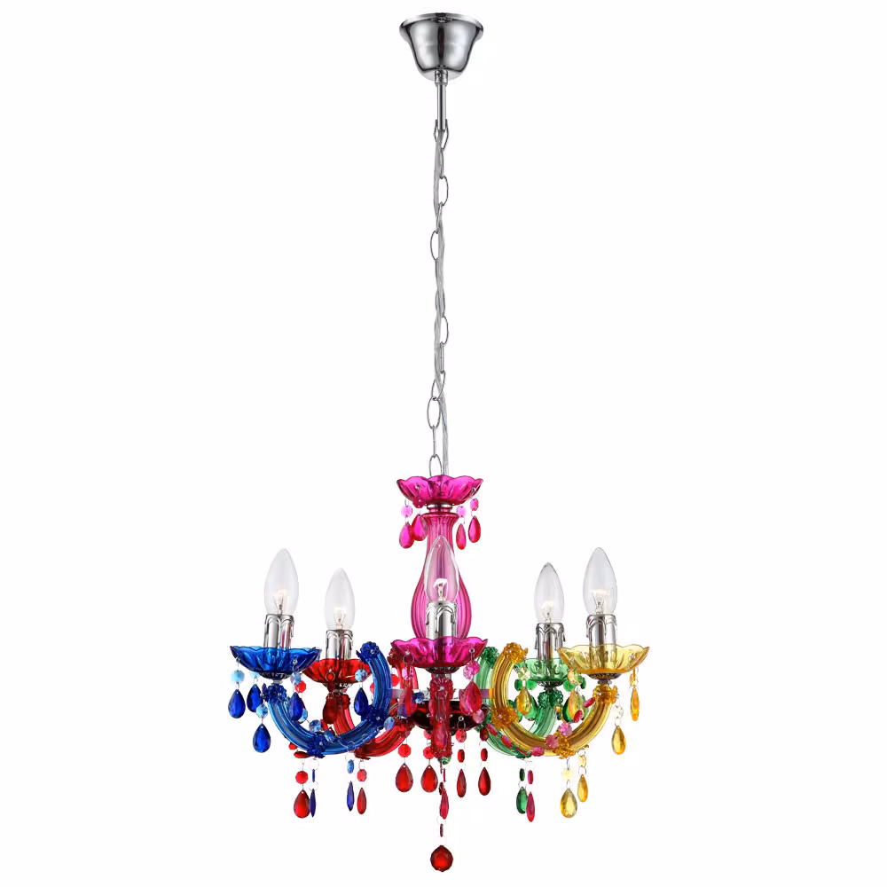 Globo Lighting Chandelier Crystals Multicolored 5-light
