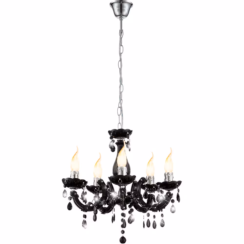 Globo Lighting CHANDELIER Crystal Look Black 5-Light