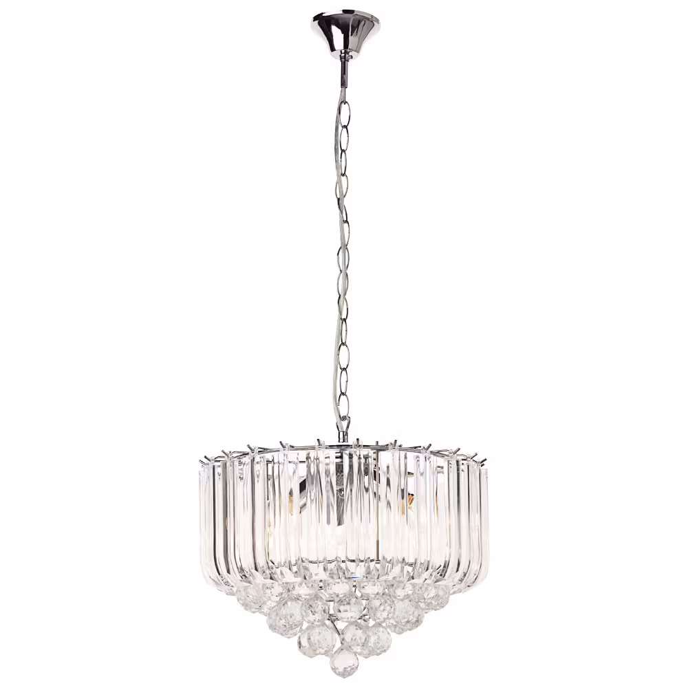 Globo Lighting MINNESOTA CHANDELIER, Metal Crystal, Silver