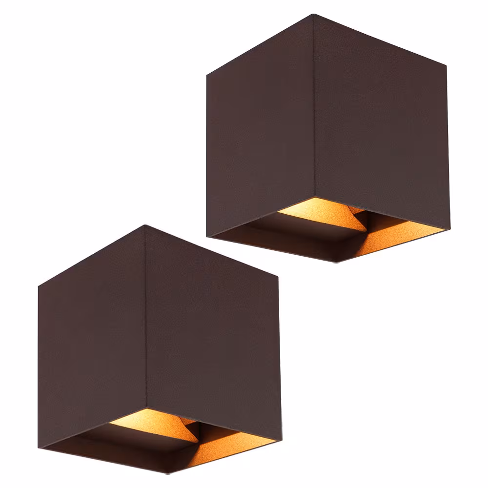 Globo Lighting LED Outdoor Wall Light Rust Look Brown