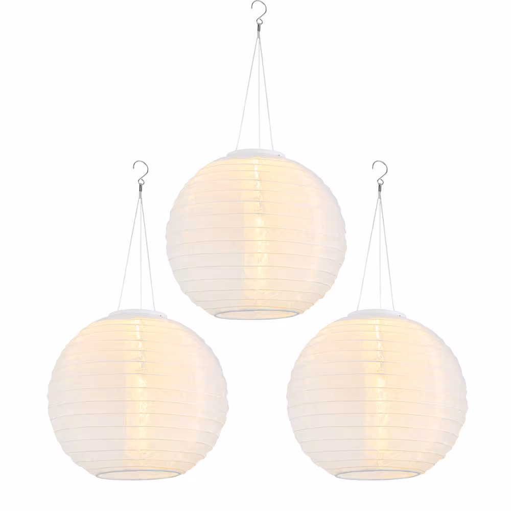 Globo Lighting LED Outdoor Pendant Light Lantern White 3-Piece Set